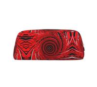 GaxfjRu Red Flower Vortex Spiral Leather tridimensionale portatile penna caso -PVC foderato poliestere borsa trucco portafoglio portamonete speciale matita caso, Argento, Taglia unica, Arte