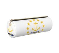 GaxfjRu Rhode Island State Flag - Custodia in pelle con cerniera per penne a sfera e matite, morbida grana