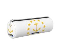 GaxfjRu Rhode Island State Flag - Custodia in pelle con cerniera per penne a sfera e matite, morbida grana