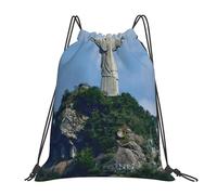 GaxfjRu Rio de Janeiro Monte Cristo Cinch Borsa con coulisse - Comoda e impermeabile Draw String Back Bag per palestra, zaino con corda, bianco, taglia unica, Bianco, taglia unica