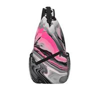 GaxfjRu Rosa Astratto Marmo Grigio Stampa Artistica Crossbody Bag per Donne Uomini Sling Bag per Viaggi Escursionismo Crossbody Sling Zaino