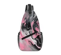 GaxfjRu Rosa Inchiostro Astratto Marmo Grigio Stampa Artistica Crossbody Bag per Donne Uomini Sling Bag per Viaggi Escursionismo Crossbody Sling Zaino