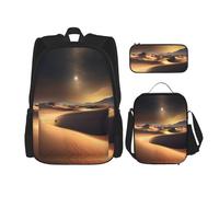 GaxfjRu Sahara Desert Print - Set di 3 zaini per la scuola, con borsa per il pranzo, astuccio per matite, grande capacità, 43 cm, 3 in 1