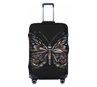 GaxfjRu Science Butterfly - Copertura per valigia, per bagagli, mantiene il tuo bagaglio sicuro ed elegante, copertura per bagagli per valigie approvata TSA, Nero , L