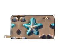 GaxfjRu Seashells Starfish on Beach - Portafoglio da donna elegante, sottile e minimalista, porta carte di credito, in finta pelle e cerniera in metallo sicura, bianco, Taglia unica, classico