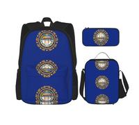 GaxfjRu Set di 3 zaini con stampa bandiera del New Hampshire, zaino per la scuola con borsa per il pranzo e astuccio, grande capacità da 43,2 cm, 3 in 1