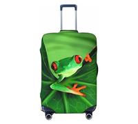 GaxfjRu Simpatica copertura per valigia, a forma di rana, per bagagli, mantiene il tuo bagaglio sicuro ed elegante, copertura per valigie approvata TSA, Nero , M