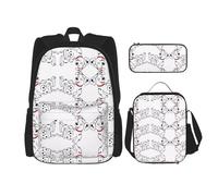 GaxfjRu Simpatico zaino con stampa dalmata, set di 3 zaini per la scuola con borsa per il pranzo e astuccio, grande capacità da 43,2 cm, 3 in 1 set