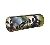 GaxfjRu Steam Little Train - Astuccio in pelle con cerniera per penne a sfera e penne a sfera e matite, morbida grana
