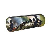GaxfjRu Steam Little Train - Astuccio in pelle con cerniera per penne a sfera e penne a sfera e matite, morbida grana