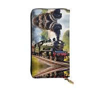 GaxfjRu Steam Little Train - Portafoglio da donna elegante e funzionale, in finta pelle con cerniera in metallo, piccolo portafoglio da donna, nero, Taglia unica, classico