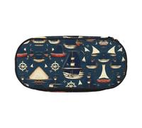 GaxfjRu Studen - Astuccio portapenne con stampa nautica a tema pirata e vela, grande capacità, per casa, università, ufficio, organizer per adulti