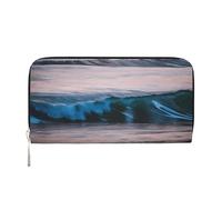 GaxfjRu Sunset and Sunrise con onde del mare oceano stampa piccolo portafoglio in pelle per le donne, porta carte di credito da donna borsa tasca da donna