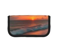 GaxfjRu Sunset at The Beach grazioso astuccio in tela a pois organizzato per picnic e uso quotidiano, astuccio per trucchi, portapenne