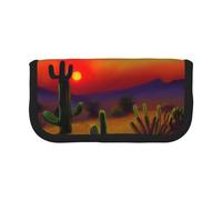 GaxfjRu Sunset Cactus in Desert Cute Dot Canvas Pencil Pouch Organizzato Storage per picnic & uso quotidiano Makeup Pouch Portapenne