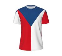 GaxfjRu T-shirt da uomo con bandiera della Repubblica Ceca ad asciugatura rapida, maglietta atletica traspirante, a maniche corte, per allenamento, Nero , XL
