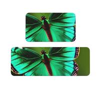 GaxfjRu Tappeto da cucina con farfalle colorate, 2 pezzi, tappeto in schiuma confortevole, per cucina, pavimento, casa, ufficio, antiscivolo
