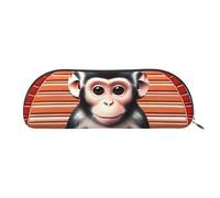 GaxfjRu The Silent Monkey - Astuccio compatto portatile per penne, in pelle, con cerniera elettrolitica, astuccio per matite