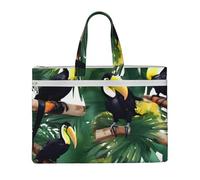 GaxfjRu Toucans Borsa tote in tela con stampa di foglie di pappagallo e foglie di palma da donna, borsa casual da lavoro per viaggi, ufficio, università