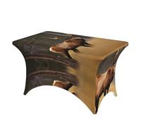 GaxfjRu Tovaglia elasticizzata ispessita con cervi selvatici e orsi, tovaglia rettangolare per tavoli da 1,8 e 2,3 m, per picnic all'aperto