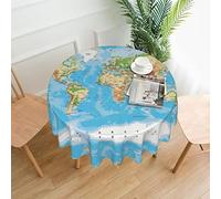 GaxfjRu Tovaglia rotonda con mappa del mondo, 152 cm, per tavoli fino a 101 cm, a prova di perdite, senza pieghe, per cucina, sala da pranzo e feste