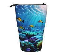 GaxfjRu Tranquil - Astuccio telescopico portatile, con stampa di paesaggi subacquei, organizer con scomparti multipli, per strumenti di scrittura e accessori