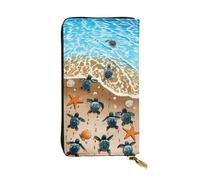 GaxfjRu Turtles on the beach - Portafoglio da donna elegante e funzionale, design sottile con cerniera in pelle sintetica e metallo, nero, Taglia unica, classico