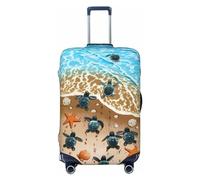Gaxfjru Turtles On The Beach Print Travel Luggage Cover Protector Valigie Copertura Lavabile Bagagli Anti-Graffio, Nero , XL