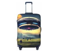 Gaxfjru UFO Landing Print Travel Luggage Cover Protector Valigie Copertura Lavabile Copertura Bagagli Antigraffio, Nero , L