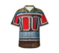 GaxfjRu Vecchia Immagine Licenza Camicie hawaiane per uomo donna Estate hawaiana manica corta casual vestibilità rilassata abbottonatura, Nero , L