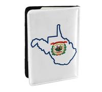GaxfjRu West Virginia - Custodia per passaporto, con stampa di mappa della bandiera dello Stato del West Virginia, per viaggi, organizer da viaggio, porta carte di credito, passaporto, Nero , Taglia