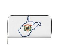 GaxfjRu West Virginia - Portafoglio da donna in pelle con stampa di mappa della bandiera dello stato della Virginia Occidentale, piccolo portafoglio da donna