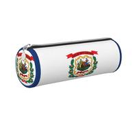 GaxfjRu West Virginia State Flag - Astuccio rotondo in ecopelle per penne, matite, pennarelli, piccoli oggetti con cerniera in metallo e pelle, Argento, Taglia unica, Porta carte