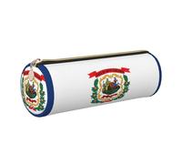 GaxfjRu West Virginia State Flag - Custodia in pelle con cerniera per penne a sfera e matite, morbida grana