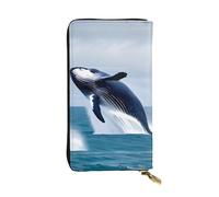 GaxfjRu Whales at sea - Pochette funzionale da donna, design sottile e minimalista, in finta pelle con cerniera in metallo, nero, Taglia unica, classico