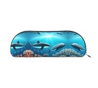 GaxfjRu Whales under the sea - Astuccio compatto portatile per penne, organizer semicircolare in pelle con cerniera elettrolitica, astuccio per matite