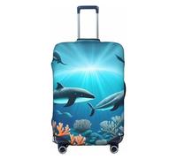 GaxfjRu Whales Under The Sea - Copertura per valigia, per bagagli, mantiene il tuo bagaglio sicuro ed elegante, copertura per bagagli per valigie approvata TSA, Nero , L