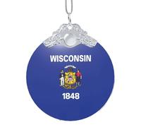 GaxfjRu Wisconsin Bandiera di Stato di Natale Decorazioni per la casa, da appendere all'albero di Natale, ciondolo regalo per feste, Misura unica