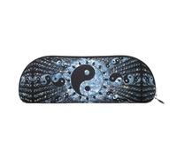 GaxfjRu Ying Yang Diagram - Astuccio compatto portatile per penne, organizer semicircolare in pelle con cerniera elettrolitica, astuccio per matite, Argento, Taglia unica, Arte