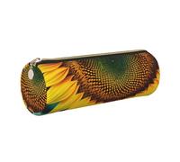 GaxfjRu You are My Sunshine - Astuccio rotondo in ecopelle con girasole, per penne, matite, pennarelli, piccoli oggetti con cerniera in metallo e pelle, Oro, Taglia unica, Porta carte