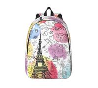 GaxfjRu Zaino versatile da uomo con Tour Eiffel e Torre Eiffel, design adatto ai viaggi con ampio spazio, Nero , S