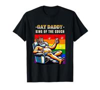 Gay Daddy King of the Couch Design divertente per uomini gay Maglietta
