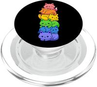 Gay Pride Cat LGBT Kawaii Cats Pile Cute Anime Rainbow Flag PopSockets PopGrip per MagSafe