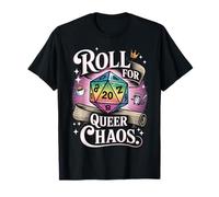 Gay Pride d-20 Gioco di Dadi Wizard Rpg Gamer Roll Queer Chaos Maglietta
