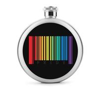 Gay Pride - Fiaschetta con codice a barre per liquore, portatile, in acciaio inox, con fondine