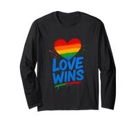 Gay Pride Mese L"amore vince il cuore arcobaleno vintage LGBTQ+ Maglia a Manica