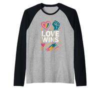 Gay Pride Mese L"amore vince il cuore arcobaleno vintage LGBTQ+ Maglia con Maniche Raglan