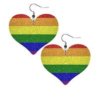 Gay Pride Orecchini in pelle con bandiera arcobaleno per donne Orecchini pendenti con pendente a goccia con gancio Regali per ragazza adulta