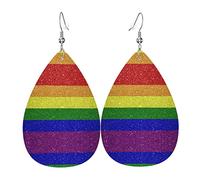 Gay Pride Orecchini in pelle con bandiera arcobaleno per donne Orecchini pendenti con pendente a goccia con gancio Regali per ragazza adulta