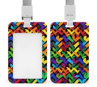 Gay Pride - Porta badge arcobaleno con cordino, cordino staccabile, protezione verticale per carte d'identità, porta badge multiuso, per ufficio, insegnanti, infermieri